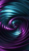 Minimal thin fluorescent spiral in infinite rotation. Design. Spinning metal whirl with hypnotic effect. video