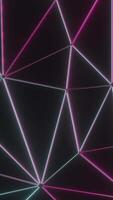 Background with shimmering triangular grid. Design. Triangular grid with neon light. Triangular 3d grid with flickering neon light video