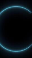 Neon rings. Abstract background with animation of rotation circles with light rays and glow. Animation of seamless loop. Blue rings video