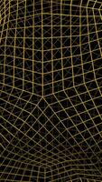 Black background with green and yellow matrix. Design. The lines are woven together highlighting squares made in computer graphics. video