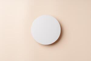Simple Design With Two White Circular Shapes Against a Soft Beige Background in Modern Interior Space photo