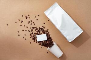 Coffee identity branding mockup set top view flat lay photo