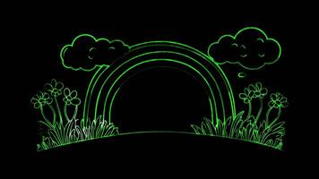 Neon frame effect, rainbow, glowing, black background. video