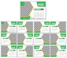 Modern 2026 geometric desk new year calendar layout design vector