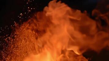 Fire is very intense and the smoke is thick, creating a sense of danger and chaos. Scene is one of fear and destruction video