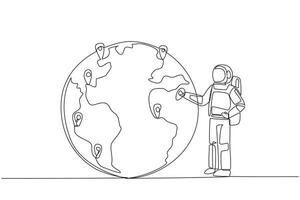 A drawing of an astronaut pointing to the world vector