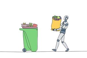 A robot carrying a bag of trash vector
