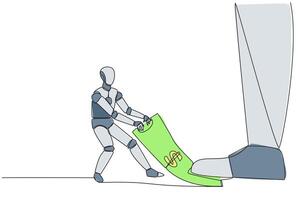 A robot is carrying a bag with a sign that says vector