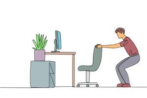 A man is sitting on a chair and doing a sit up vector