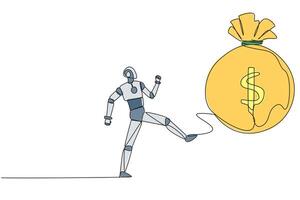 A robot is pulling a bag with a dollar sign on it vector