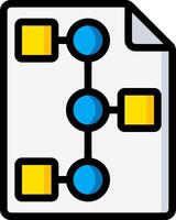 A file with a blue and yellow arrow on it vector