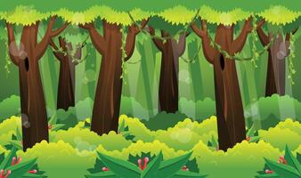 Rainforest Jungle Parallax Scrolling Game Background vector