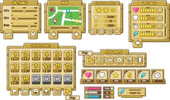 Wooden Casual Game User Interface Window Popup vector