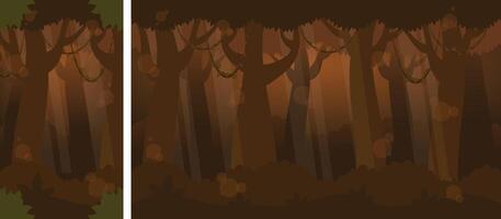 Jungle at Night Parallax Scrolling Game Background vector