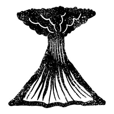 Drawing of a volcano with grunge texture