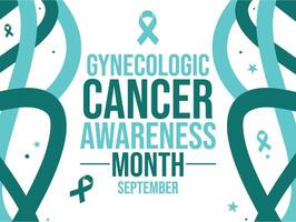 Gynecologic Cancer Awareness Month is observed every year is September, backdrop with ribbons and text vector