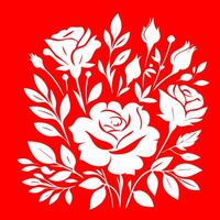 White roses on red background vector