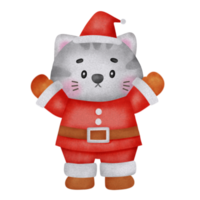 Christmas day with cute cat , Santa Claus . png