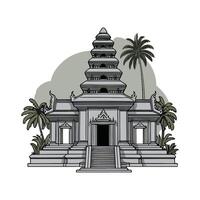 An image of a temple with palm trees vector
