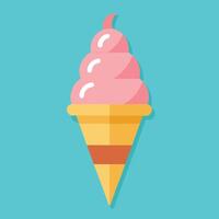 A purple ice cream cone with pink icing on it vector