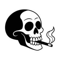 a skull with a skull and a cigarette in it vector