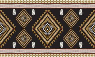 Ethinic Abstract Red and gold Tone rug pattern on black background. Rug Aztec print. Scandinavian seamless pattern. Ethnic ornament. tribal Scandinavian geometric ikat pattern. vector