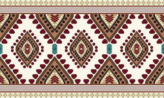 Ethinic Abstract red,gold and brown Tone pattern on cream color background Ikat Aztec print. Scandinavian seamless pattern. Ethnic ornament. tribal Scandinavian geometric ikat pattern. vector