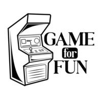Retro arcade game machine. Game arcade text Gaming machine icon for tattoos and apparel design vector