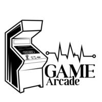 Retro arcade game machine. Game arcade text Gaming machine icon for tattoos and apparel design vector