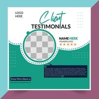 Client feedback or customer testimonial social media post design template. Client testimonial or Customer feedback social media banner template. Customer review banner set. Testimonial banner design. vector