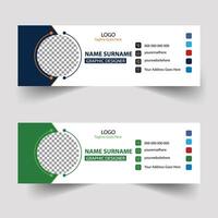 Web Email signature design footer and personal social media cover template vector