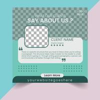 Web Client feedback or customer testimonial social media post design template. Customer feedback social media banner template. Customer review banner set. Testimonial banner design. vector