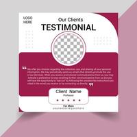 Web Client feedback or customer testimonial social media post design template. Client testimonial or Customer feedback social media banner template. Customer's review banner Testimonial banner design. vector