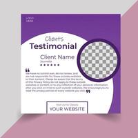 Web Client feedback or customer testimonial social media post design template. Client testimonial or Customer feedback social media banner template. Customer review banner set design. vector