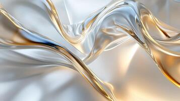 Swirling transparent fabric with golden accents illuminated by soft light in an artistic composition photo
