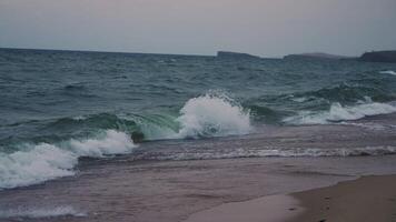 the shore of Lake Baikal with a sandy shore and small waves video