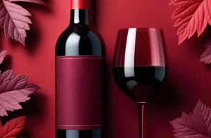A sophisticated, high-quality visual featuring a bottle of red wine and a filled glass photo