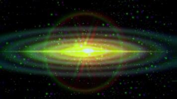 Colorful animation of outer space with yellow light circular cosmic. video