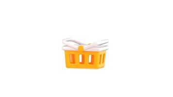 shopping basket icon 3d render animation video