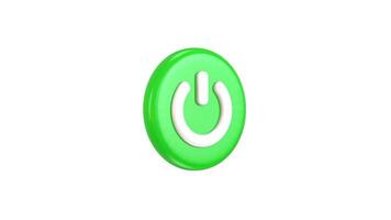power on button icon animation 3d render video
