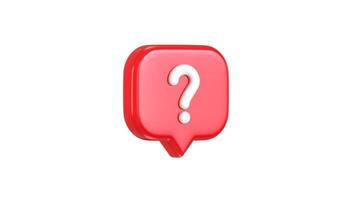 3D question mark symbol for chat icon animation on FAQ icon animation video