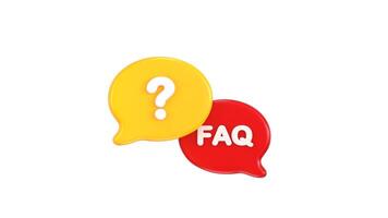 3D Frequently asked questions icon animation. Chat speech bubble 3d icon. Answer question sign. Faq symbol. Questions answers chat message. Speech bubble banner animation video
