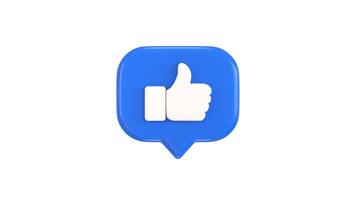 Thumbs up like icon on 3d speech bubble animation 3d render video