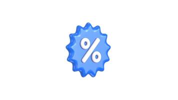 Discount button with percent symbol animation 3d render video