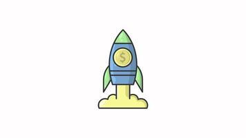 rocket launch icon animation loop motion graphic alpha channel design video