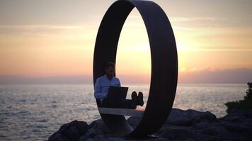 Sunset Workspace Embrace Remote Work While Being Surrounded by the Stunning Beauty of Nature video