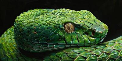 Discover the mesmerizing details of a vibrant green snake in this stunning image photo