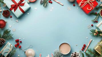 Embrace the festive spirit with this beautiful, minimalist Christmas flat lay photo