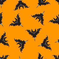 Seamless pattern with bats on an orange background. Halloween Pattern vector