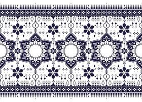 dark blue geometric and mandalas ethnic fabric seamless pattern on white background, design for cloth, carpet, batik, wallpaper, wrapping etc. vector